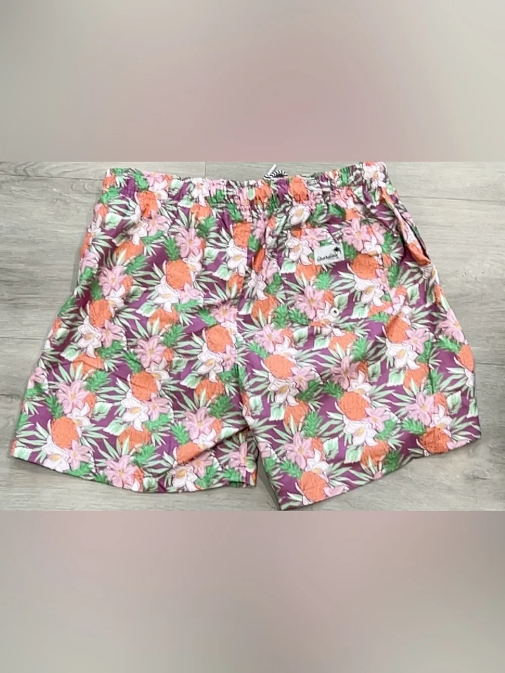 Boardies Apparel Mens Large NWT Purple Floral Pineapple Swim Trunks Shorts Lined